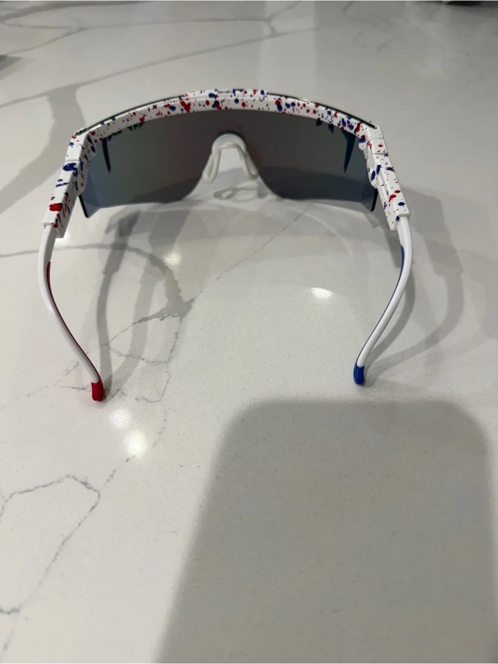 Blue Mirrored Shield Visor Sunglasses by